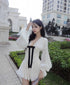 Spring Aesthetic Ribbons Details Flowy Sleeves Mini Dresses